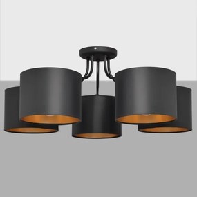 Luster prisadený ALBA 5xE27/15W/230V čierna/zlatá