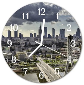 Nástenné sklenené hodiny Warsaw fi 30 cm