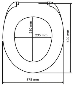 Biele WC sedadlo s jednoduchým zatváraním Wenko Kos, 44 × 37,5 cm