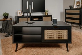 Zásuvková komoda Vienna, čierna/výplet