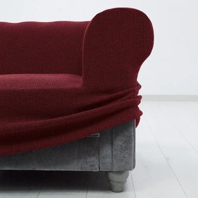 Super strečové poťahy HARMONIA bordó sedačka s otomanom vľavo (š. 210 - 320 cm)