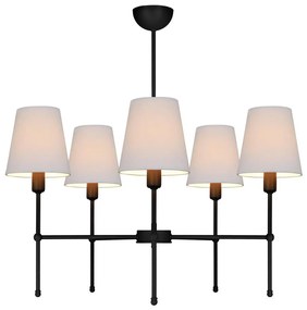 Luster na tyči MADELA 5xE14/40W/230V biela/čierna