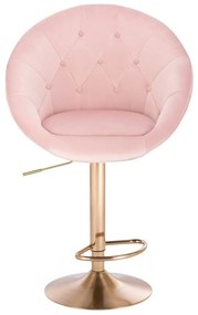 LuxuryForm DESIGN Barová stolička VERA VELUR na zlatom tanieri - svetlo ružová