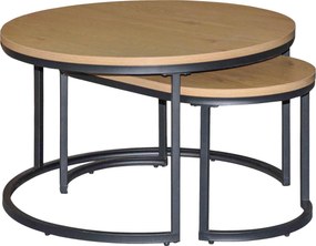 XXXLutz SADA KONFERENČNÝCH STOLÍKOV, čierna, divoký dub, kov, kompozitné drevo, 70/70/42 cm MID.YOU - Stolíky do obývačky - 001277000301