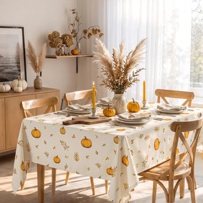 Goldea hranatý obrus 100% bavlnené plátno - jesenné tekvice a lístky 80 x 80 cm