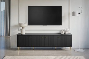 TV stolík Vespera 4D 187 cm - čierna / zlaté nožičky