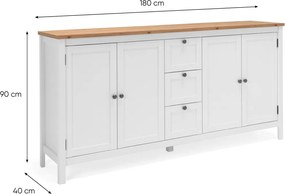 Široká úložná komoda Bergen, biela/dub artisan