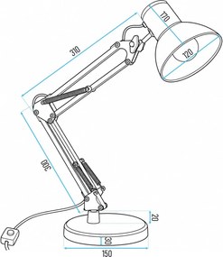 Toolight Toolight, JNH044-1T, stolná lampa s nastaviteľným ramenom, 1× E27, čierna, OSW-56235
