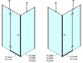 Polysan, FORTIS LINE štvorcová sprchová zástena 1000x1000 mm, R varianta, FL1010RFL3510