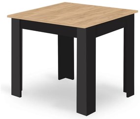 Jedálenská zostava stôl Artisan 80 X 80 čierne nohy + 4 stoličky MARK čierne/ prírodné nohy