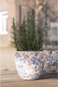 Okrasný kvetináč s modrými kvetmi - Ø 18 * 17 cm