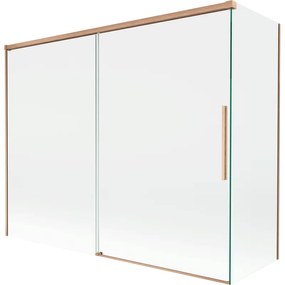 Mexen Rox, 2-krídlová posuvná vaňová zástena 190 + 90 x 150 cm, 8mm číre sklo, medený matný profil, 8C9-190-090-65-00