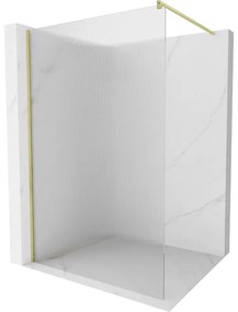 Mexen Kioto, sprchová zástena Walk-In 140 x 200 cm, 8mm sklo s rebrovým vzorom, zlatý matný profil, 800-140-101-55-09