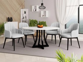 Okrúhly stôl Dagerto FI 100 so 4 stoličkami ST105 05, Dostupné poťahy: Baloo 2085, Farby: biely lesk / čierny lesk