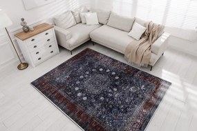 MIRO 51600.810 umývací koberec Rozeta, rám protišmykový - tmavomodrá Veľkosť: 80x150 cm