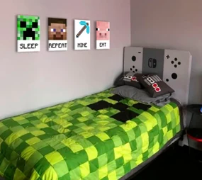 Minecraft obraz - Najlepšie postavičky na plátne - Eat, Sleep, Mine, Repeat | rôzne rozmery