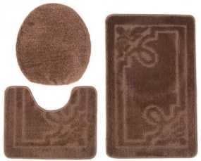 Sada kúpeľňových koberčekov MONO XXXX hnedý 8121 3PC kvet
