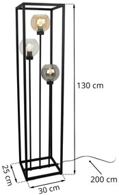 Stojacia lampa Haga Cage, 3x sklenené tienidlo v kovovom ráme (mix 3 farieb)