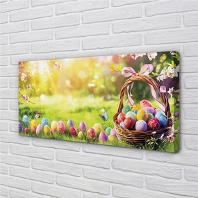 Obraz na plátne Basket vajcia kvetina lúka 125x50 cm