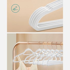 Zamatové vešiaky, sada 30 ks, s rose gold háčikmi, farba biela