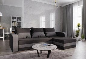 Expedo Rohová rozkládacia sedačka WELTA, 235x85x139, čierná/šedá, mikrofáze04/10