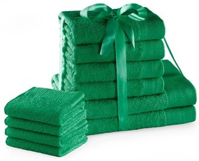 Súprava bavlnených uterákov AmeliaHome AMARI 2+4+4 ks zelená