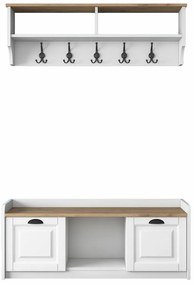 Nástenný vešiak s botníkom Polo White and WalnutWalnut