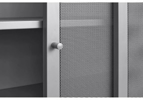 Sivá kovová skrinka s posuvnými dverami 90x140x40 cm Veep – Unique Furniture