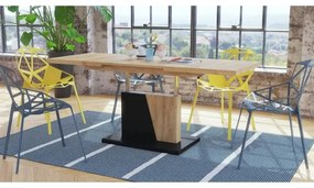 Rozkladací konferenčný/jedálenský stôl s zdvíhacou doskou NINO dub craft/čierna