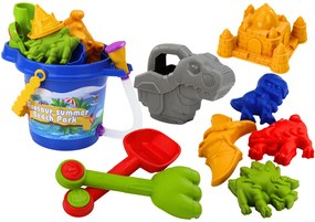 LEAN TOYS Súprava na piesok so sprchou – Dinosaurus, 6 formičiek a náradie