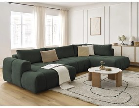 Zelená rozkladacia/s úložným priestorom rohová pohovka (pravý roh/do tvaru "U") Fuji – Bobochic Paris