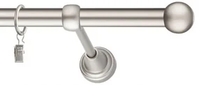 Dekorstudio Chrómová matná jednoradová garniža GUĽA 19mm Dĺžka: 160cm, Typ uchytenia: Držiak modern, Typ príslušenstva: Krúžky tiché so štipcami
