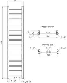 Mexen Bolt, vykurovacie teleso 1800 x 400 mm, 406 W, spodné a stredové, čierna, W126-1800-400-00-70