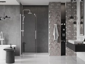 Mexen Velar, posuvné dvere do otvoru 150x200 cm, 8mm číre sklo, biely profil, 871-150-000-01-20