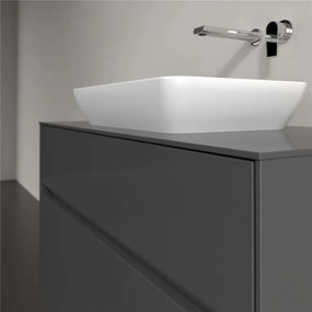 VILLEROY &amp; BOCH Collaro závesná skrinka pod umývadlo na dosku (umývadlo v strede), 2 zásuvky, s LED osvetlením, 1000 x 500 x 548 mm, Glossy Grey, C109B0FP