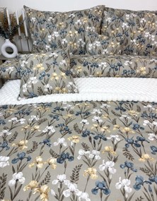 Posteľná obliečka Modro-béžové kvety 140x200/70x90 cm – 100 % bavlna