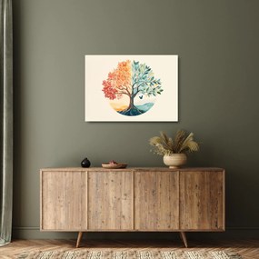 Sklenený obraz – Duálny strom s motýľom (70x50 cm)