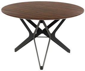 Okrúhly jedálenský stôl ⌀ 120 cm tmavé drevo/čierna ALURE Beliani