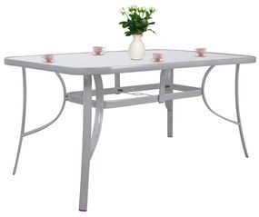 PreHouse Záhradný stôl 150cm: kov + sklo, šedý