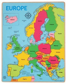 Bigjigs Toys Drevené puzzle mapa Európy 25dielikov