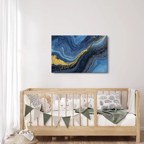 Obraz - Modro-zlatá abstrakcia (90x60 cm)