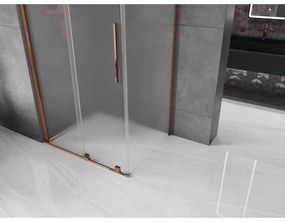 Mexen Velar, sprchový kút s posuvnými dverami 100 x 90 cm, 8mm sklo námraza, ružové zlato, 871-100-090-31-55