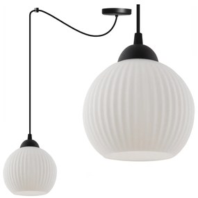 Závesné svietidlo Riffle Round Spider, 1x biele sklenené tienidlo, b