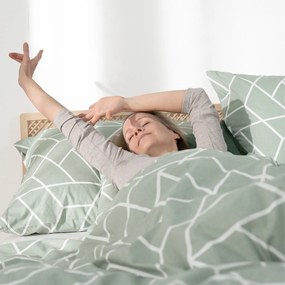 Goldea bavlnené posteľné obliečky - mozaika na šalviovom 140 x 200 a 70 x 90 cm