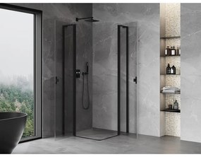 Mexen, Mexen Mist L Duo výklopný sprchový kút 105 x 105 cm, priehľadný, čierny - 8A4L-105-105-70-00