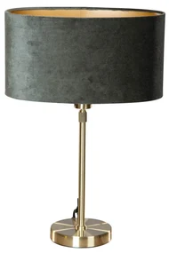 Stolová lampa zlatá s oválnym zamatovým tienidlom zelená 35 cm - Parte