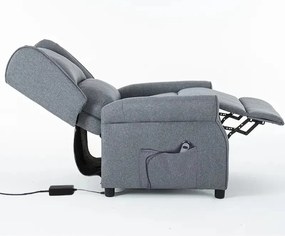 TV kreslo STILO PLUS s elektrickým polohovaním — látka, sivá, nosnosť 130 kg