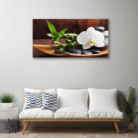 Obraz Canvas Kamene zen biela orchidea 140x70 cm