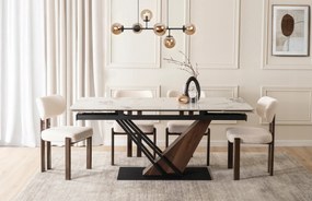 Rozkladací keramický stôl REX  180-240 cm biely mramor/orech