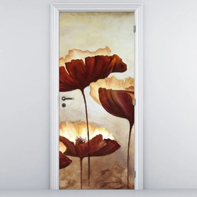 Fototapeta na dvere - Červené kvety (95x205cm)